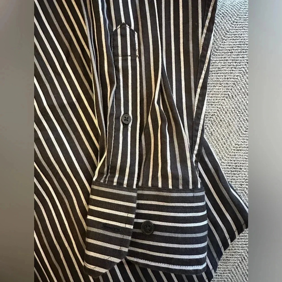 Express 1MX Fitted Stretch Cotton Collared Striped Button Down Dress Shirt Small - Picture 3 of 5